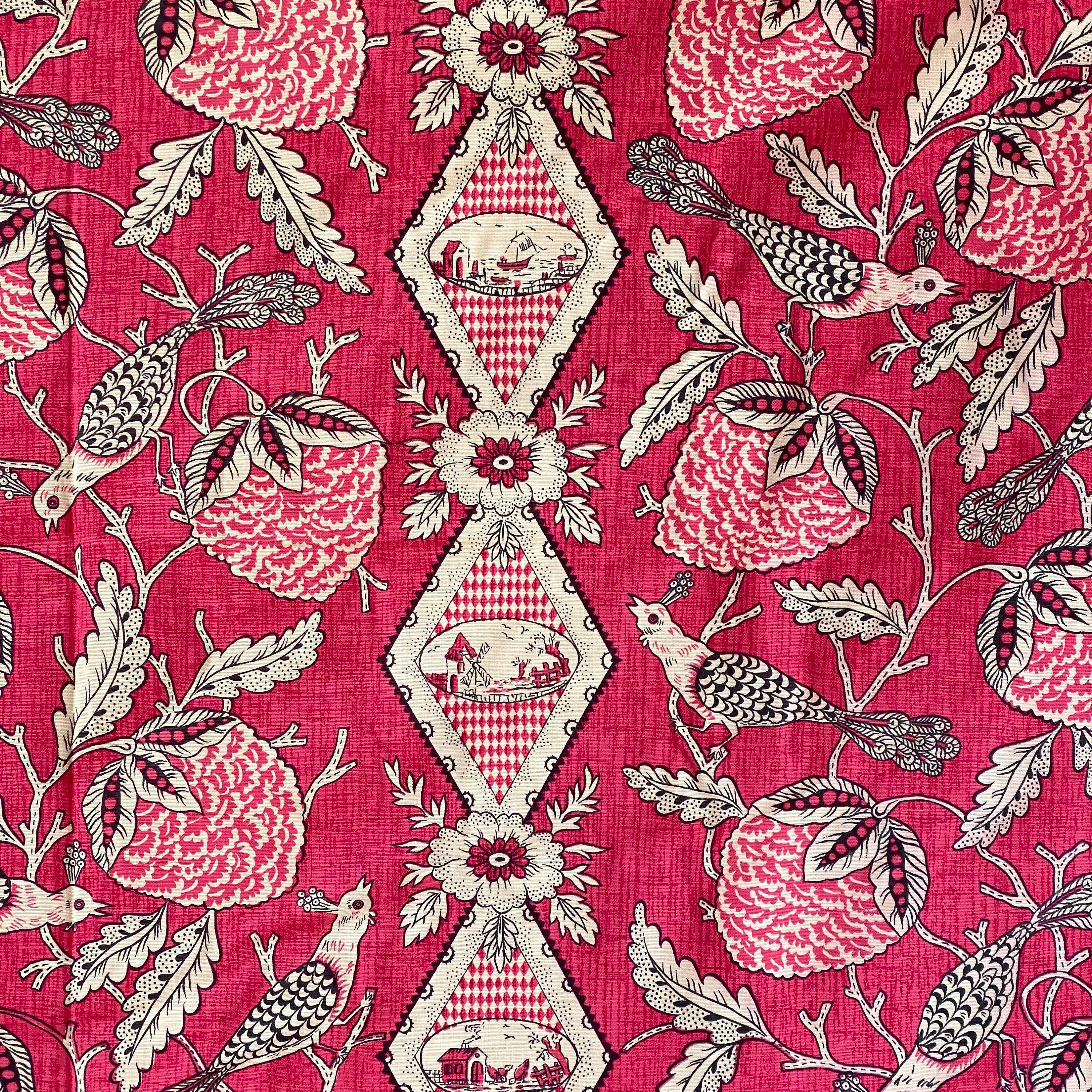PER 2 yard length  ~ ( multiples available) UNUSED Vintage  French Fabric Laurent Laureut Steve design Art heavy weight upholstery cotton