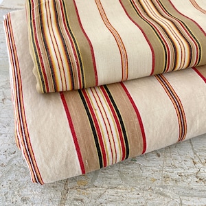 RARE 2 pieces Brown Ticking Antique French fabric material upholstery fabricUnique window treatment eco-friendly