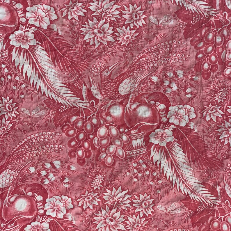 Antique French Toile Alsace Bedding Textile 1800 Pink Toile Etsy