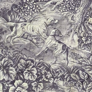 Französischer Hund / Jagdszene toile lila Alsace um 1820 umweltfreundlich