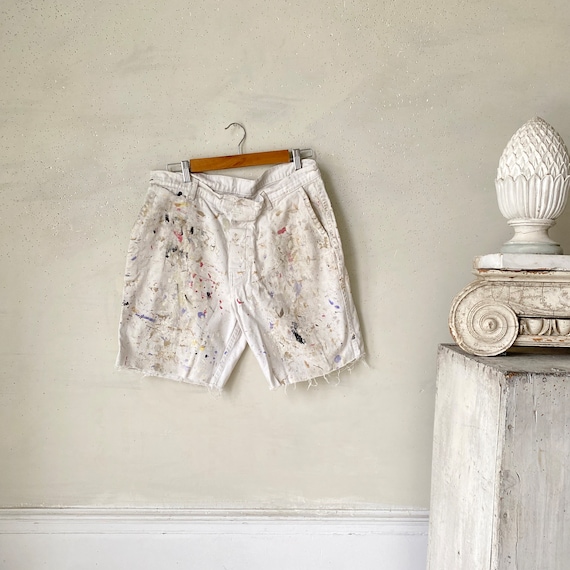 1960's 35 Inch Waist WHITE Cotton Denim Shorts Timeworn