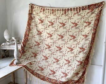 French Paisley shawl 19th century antique wool textile paisley printed shawl textile kashmir