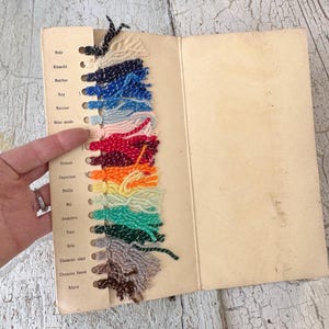 1915 Antique yarn wool knitting French sample book historical booklet swatches threads vintage collection lot eco-friendly