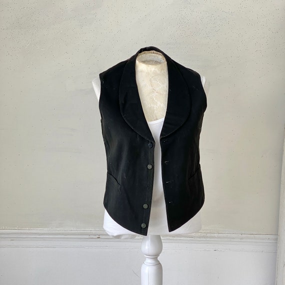 1850-1870 Antique French black vest men's clothin… - image 3