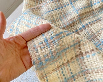 2,22 yds x 60 tela de tweed a cuadros marrón francés de LANA sin usar Material tejido para ropa de trabajo ANTIGUA Material para trajes de camisa Tienda departamental ecológica
