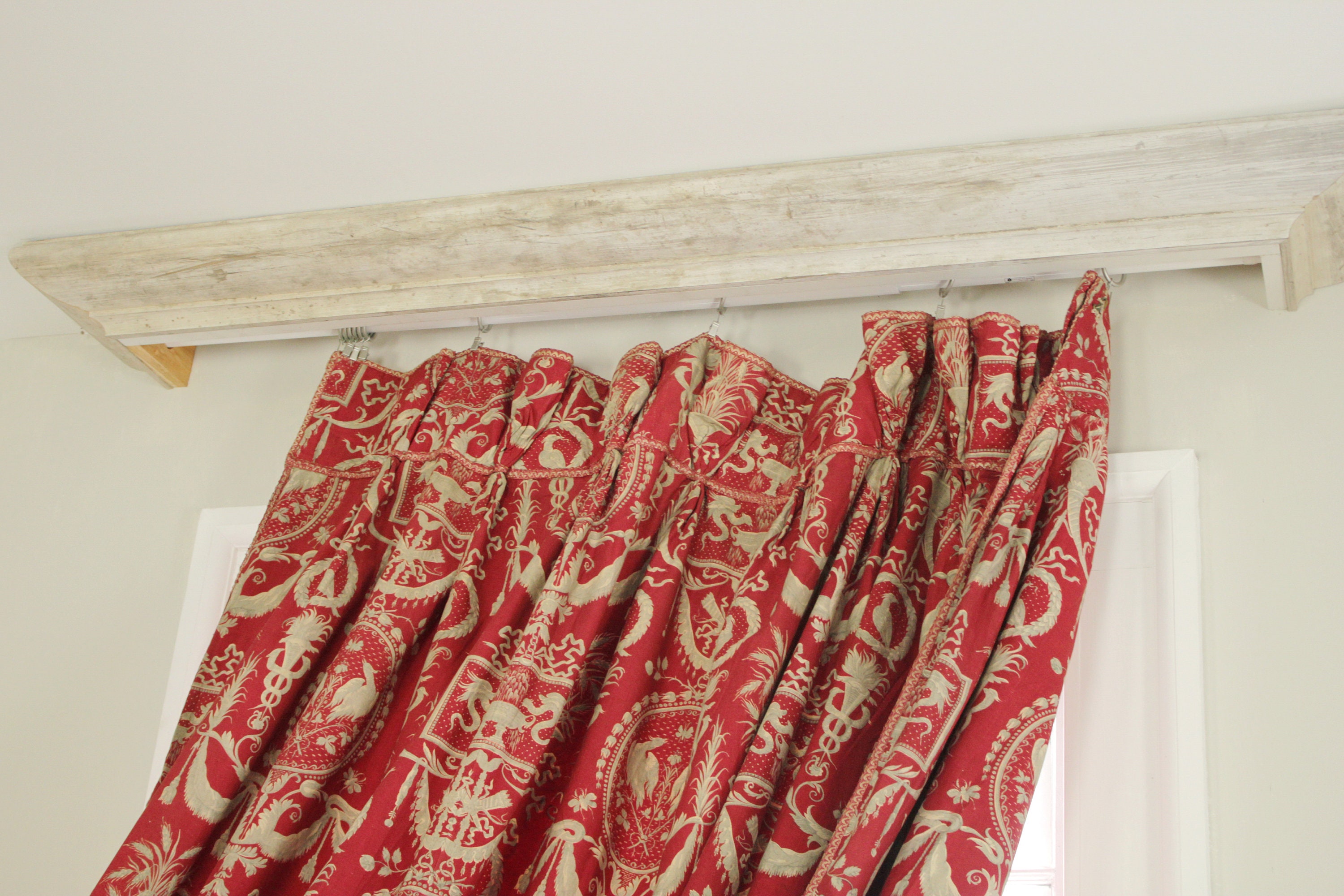 フランスのトワルカーテンアンティークレッドトワル1870 1800年代