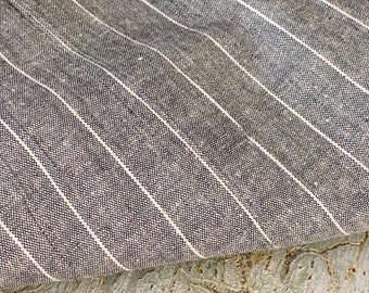 Vintage fabric by the yard French shirting cotton cloth gray white pinstripe 1920s clothing sewing project material striped Textile Trunk