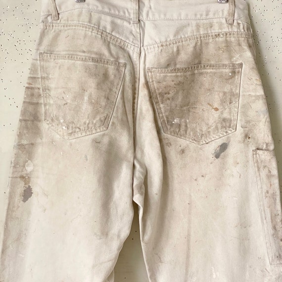 1960's 32 inch waist DISTRESSED WHITE cotton deni… - image 8