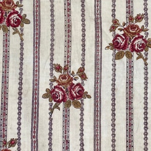 Fabric Antique French Block printed 18th century floral & stripe Alsace Textile Cottage Country style The Textile Trunk eco-friendly