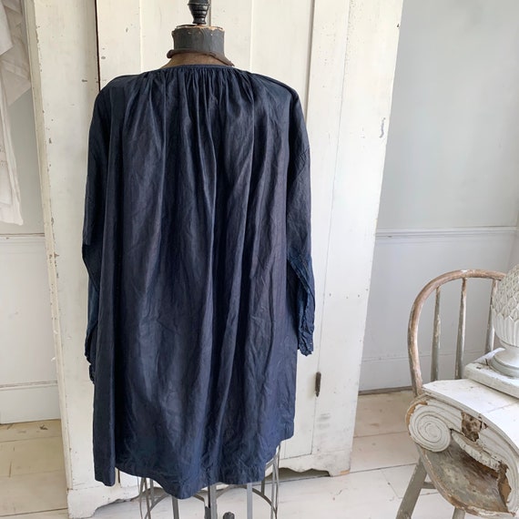 French Antique Men's smock dyed indigo blue Chint… - image 9