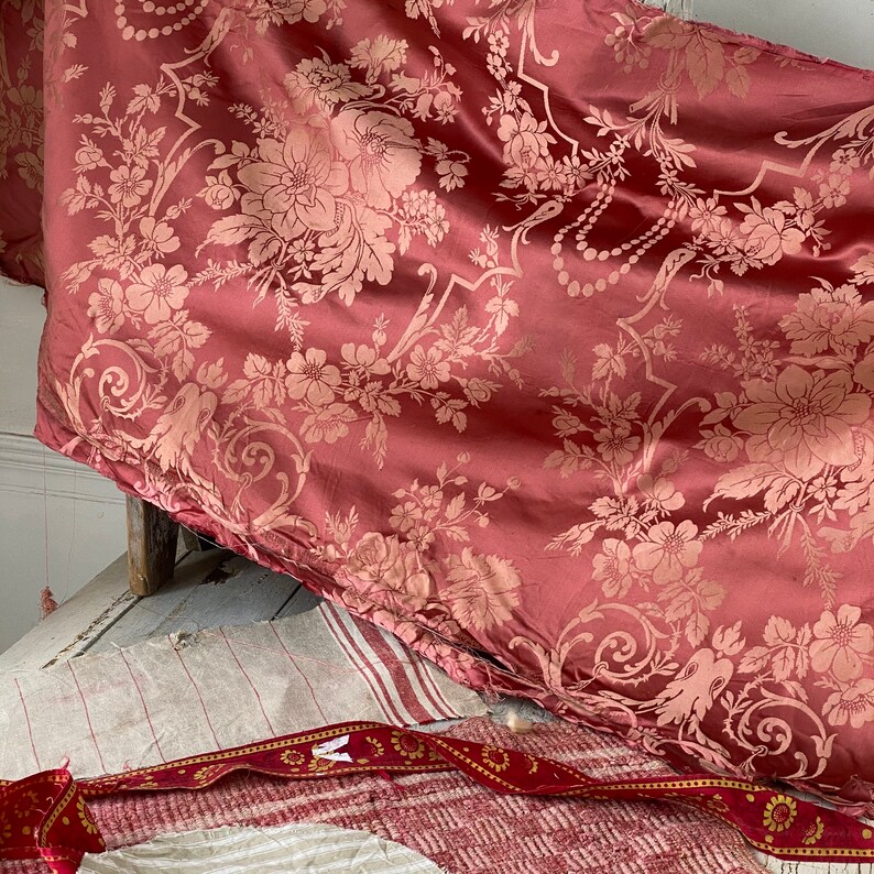 French printed fabric and linen Project Bundle for sewing projects material antique vintage cloth patchwork material