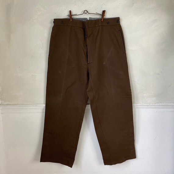 UNWORN! Vintage French Workwear Pants Brown Cotto… - image 4