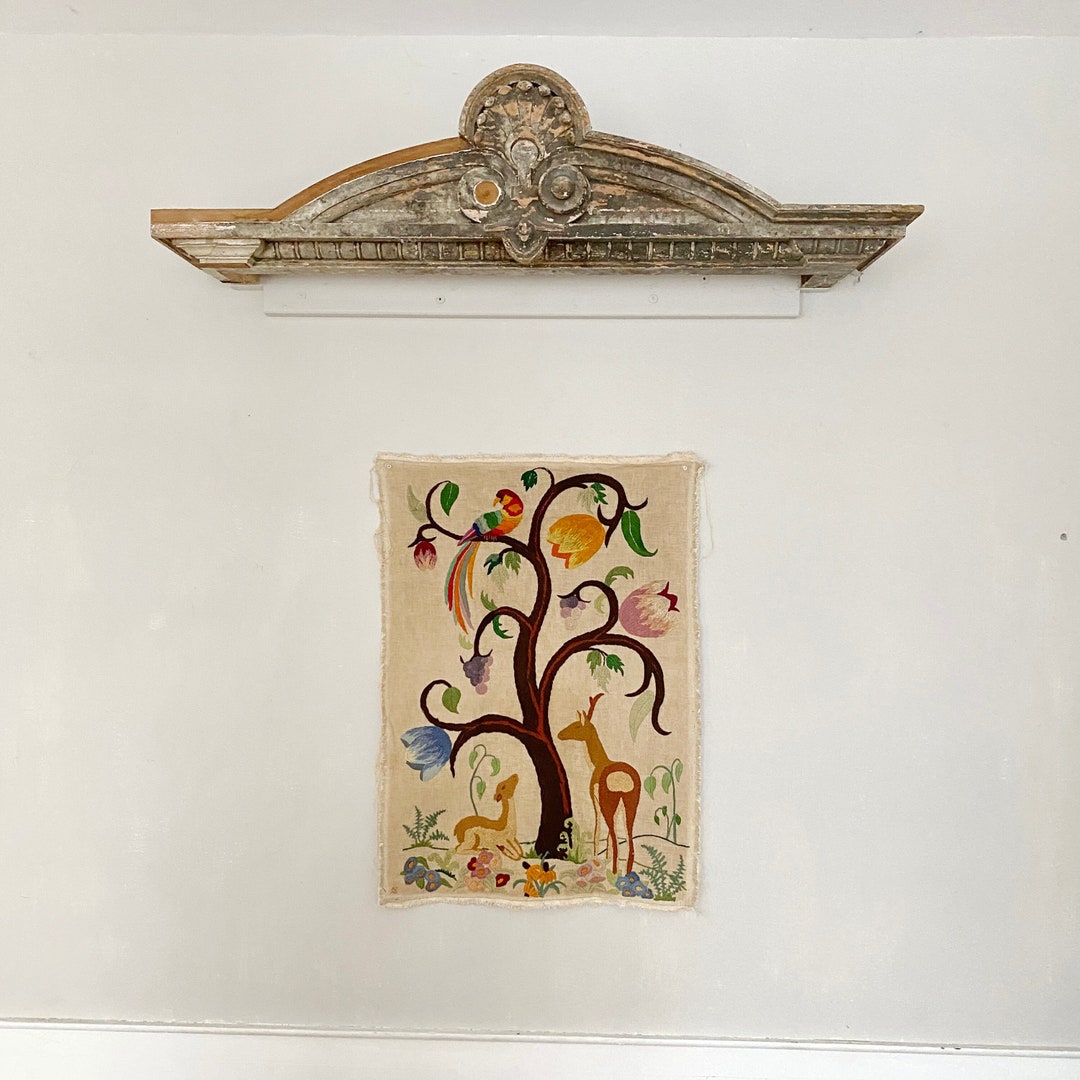 26X36 Vintage / Antique Unique Handmade Crewelwork Crewel Work