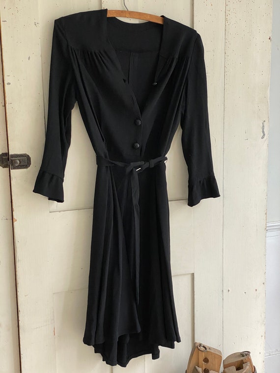 40's 1940's fashion French dress black rayon - image 4