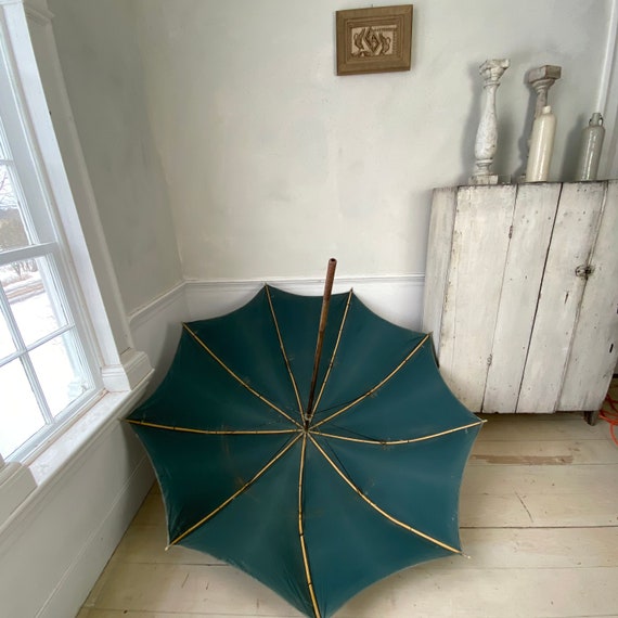 Antique Shepherd's Umbrella French Parasol Indigo… - image 5