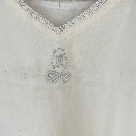 H Monogram Vintage Cotton Night Slip Lace Trimmed… - image 7