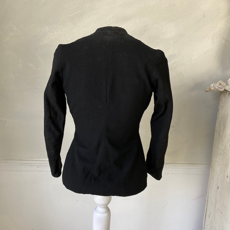 Black Button Up Jacket French Coat Pieced Lining Jacket 1900 Jacket Wool Jacket French Workwear Work Wear dark academia image 10