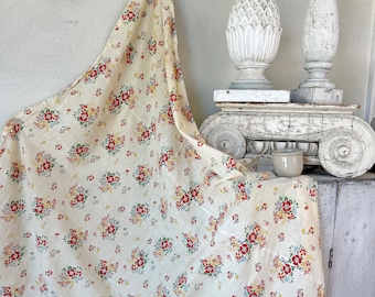 45x43 Light floral posy  fabric floral French faded material from the 30's upholstery curtains pillows cottagecore country style