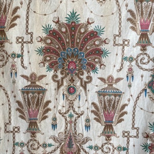 Antique French Curtain heavily stylized Egyptian Greco Roman influence jewel tones Curtain panel Napoleon IIIUnique window treatment