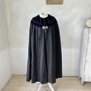 Judge Antique cape cloak black velvet + wool c1840 French textile from France  workwear work wear antique clothes clothing eco-friendly