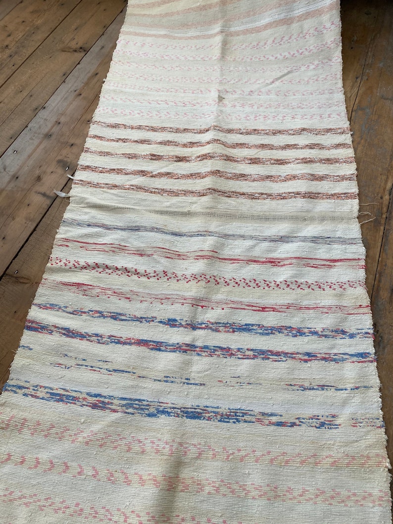 Vintage Rag Rug Stair Runner Hand Woven Hallway Carpet 36 Etsy