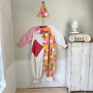 Vintage Costume Clown American c 1960&#39;s  outfit Theatrical Theater textile Vintage Halloween outfit eco-friendly