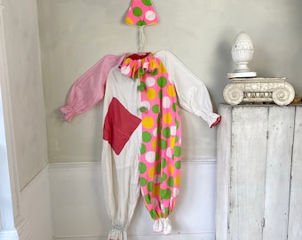 Vintage Costume Clown American c 1960's  outfit Theatrical Theater textile Vintage Halloween outfit