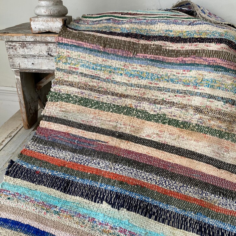 Vintage Rag Rug Stair Runner 2.5 Yards Inches Hand Woven Hall Etsy