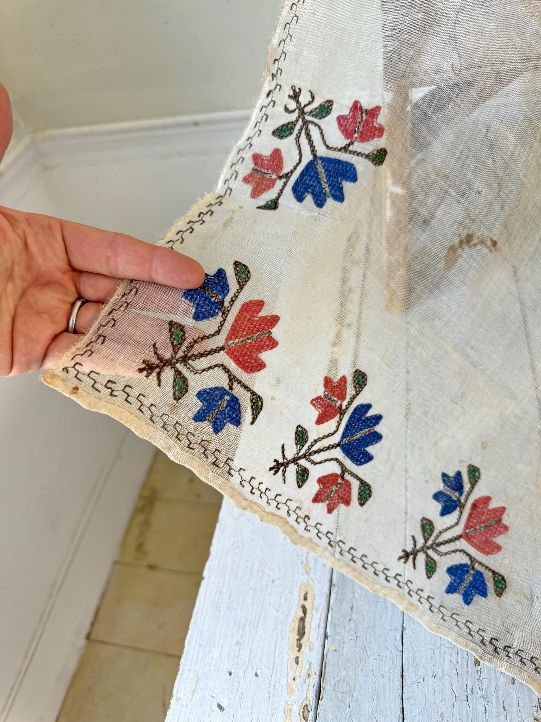 26x25 トルコの手刺繍タオル 織物 ベール ウェディング刺繍