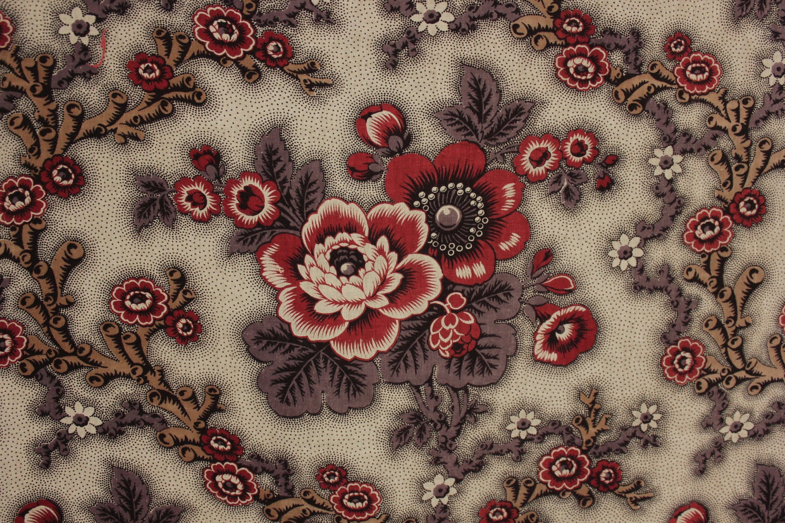 French Floral Fabric Madder and Picotage Circa 1920s Flower Etsy