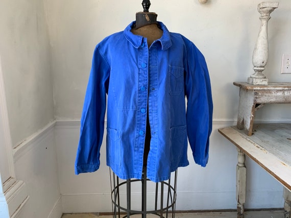 Vintage French Prussian Blue Jacket Farmer's Work… - image 2