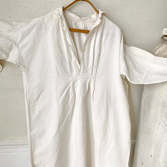 Natural linen chemise JB Large Monogram shirt Fre… - image 7