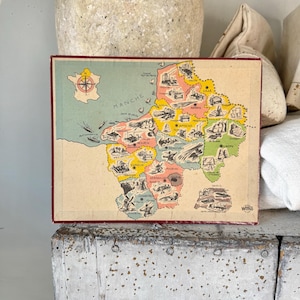 Franse Europese muurkunst regionale kaart van de jaren 1950 Vintage decor hangend kinderkamer moderne boerderij Educatief spelbord Witho