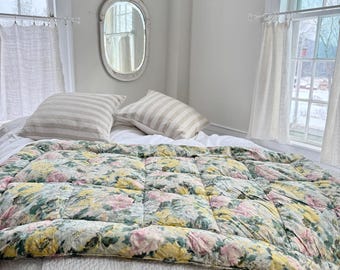 Edredón francés de plumas de 60 x 37, diseño de tela pictórica, estilo rústico moderno, estilo cottagecore, manta antigua, ecológica