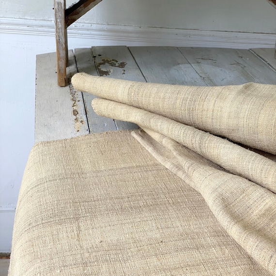 Gorgeous Heavy Hemp Flax Sheet Antique Handwoven Warm Tone