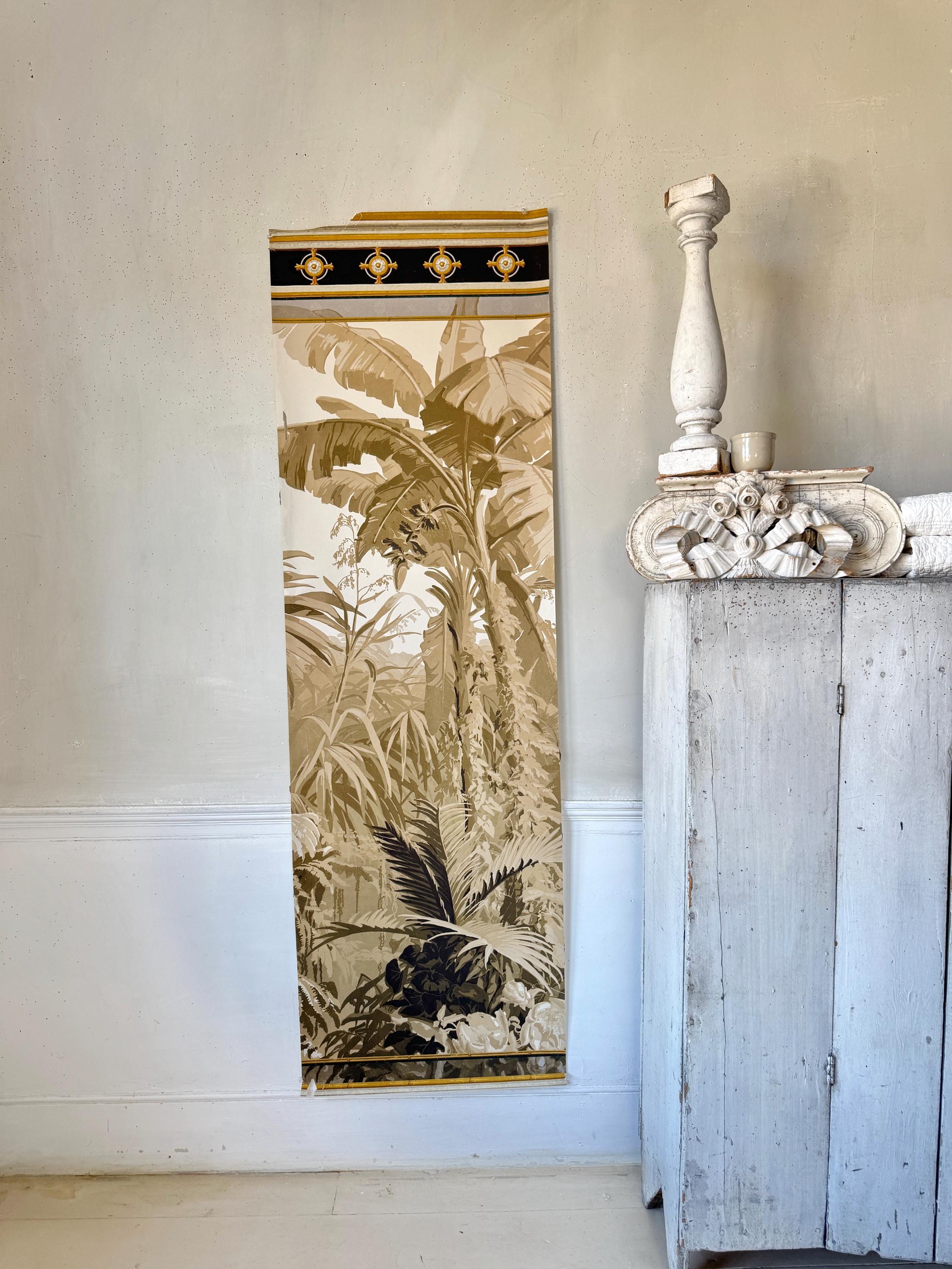 68x21.5 Antique French Zuber Wallpaper Panel Zones Terrestres N2