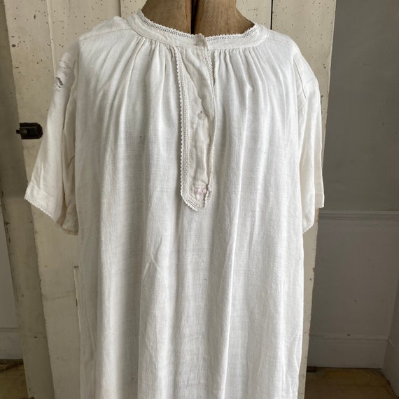 Night Shirt or Chemise Tunic French Linen White H… - image 5