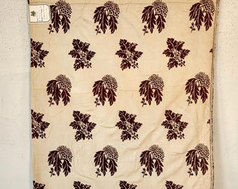 27x24 Antique French fabric sample swatch Fortin vintage Velour silk unused document woven heavy  shabby country cottage wall art decor