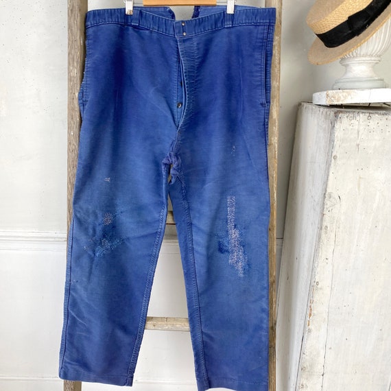 Amazing Mended Blue moleskin pants work wear workwear… Gem