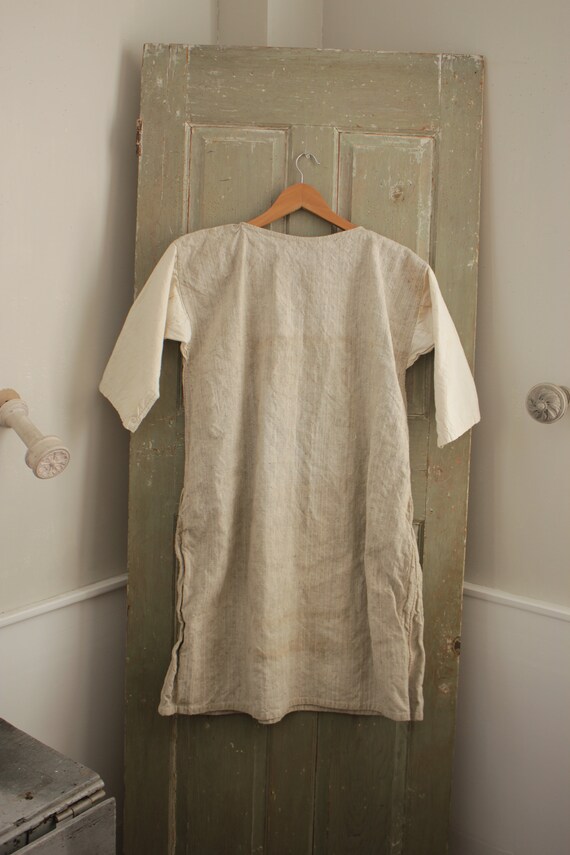 French linen and white cotton hemp night shirt ch… - image 9