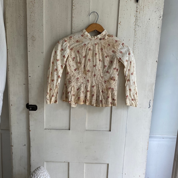 Antique French blouse Child's shirt small calico c