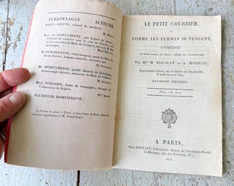 1815 Antique French Theatre Book Le Petit Courrier Comme Les Femmes Se Vengent Vaudeville Comedy Marbled Paper Paris Wall Art