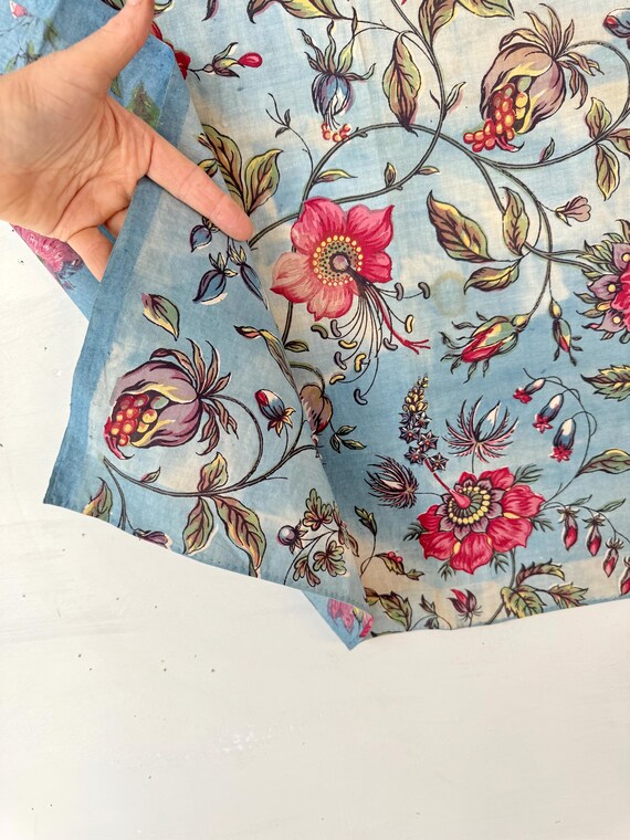 1920svintageファブリック布birthdeth jantiques 29x27 1830 Floral Antique English or American Printed Chintz