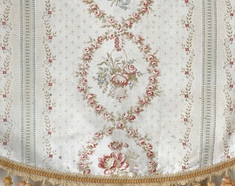 Festoon with trim Faded floral Antique French fabric floral and stripe cottage core style Farmhouse from France