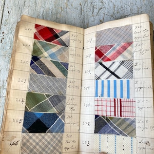 Pattern Sample book antique French woven fabric document Historical album catalogue reference Swatch  cutting Museum worthy textiles damask