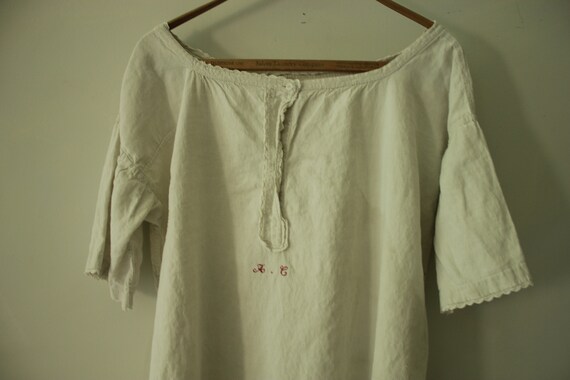 White French linen nightgown circa 1890 white shif