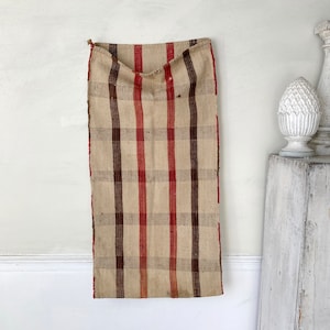 Wool vintage Grainsack grain sack Farmhouse Upholstery pillow  antique  linen French country placemats fabric The Textile Trunk