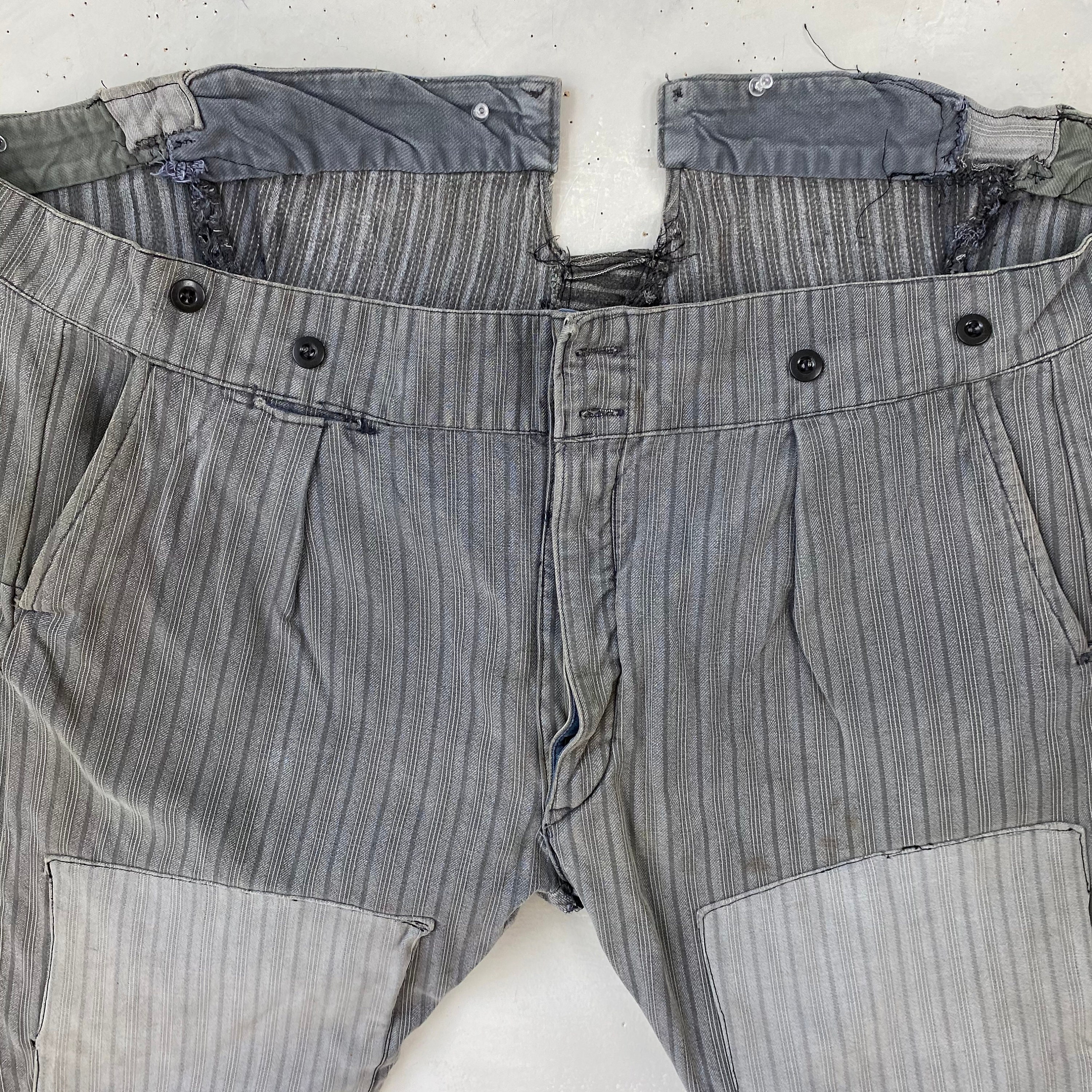 パンツ 50s60s French Work Strip Wool Pants 50s French Vintage Stripe Work Trousers 1950s 