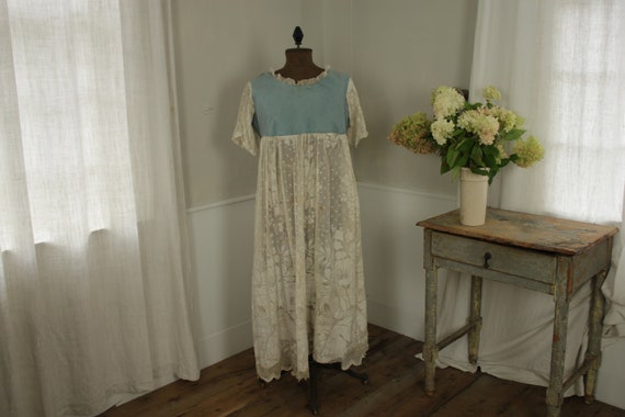 French night gown slip dress nightgown c1900 lace… - image 1