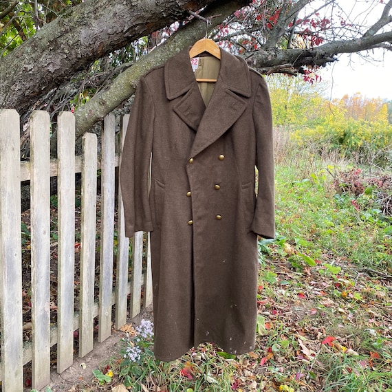 Work Wear French WW11 STUNNING Wool Long Trench Coat Jacket Chore